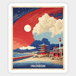 Incheon South Korea Starry Night Travel Tourism Retro Vintage Magnet